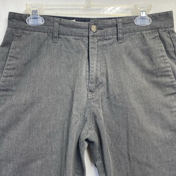 Volcom Corpo Class Casual Chino Shorts Men Size 30 Charcoal Slash Pockets Used - Picture 13 of 16